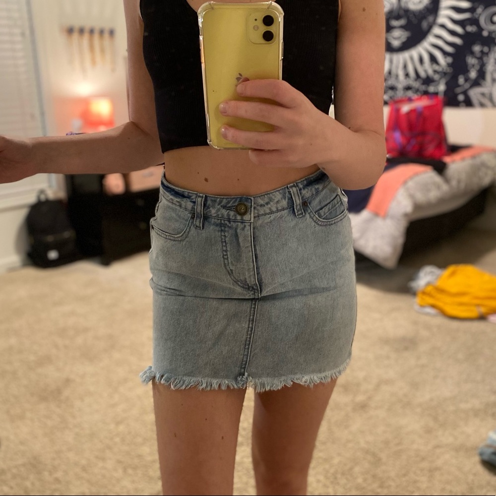 Acid Wash Denim Skirt